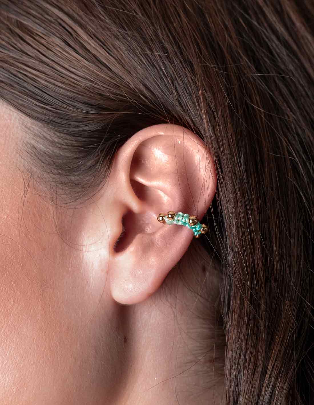 Luna Lunera Ear Cuff Mint Green - Ear Cuff - Entreaguas Wearable Art