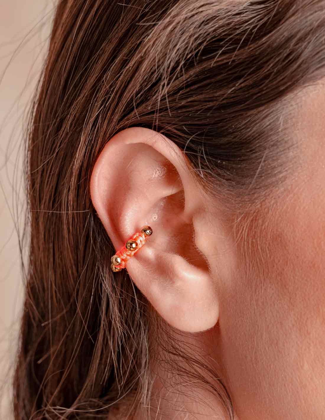 Luna Lunera Ear Cuff Orange - Ear Cuff - Entreaguas Wearable Art