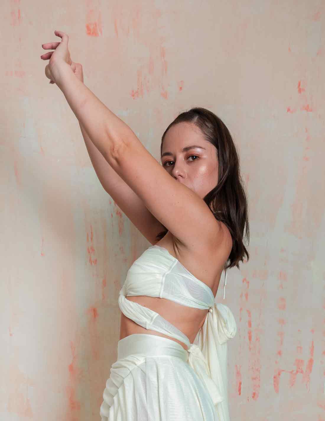 Mariposa Crop Top Ivory - Crop Top - Entreaguas Wearable Art