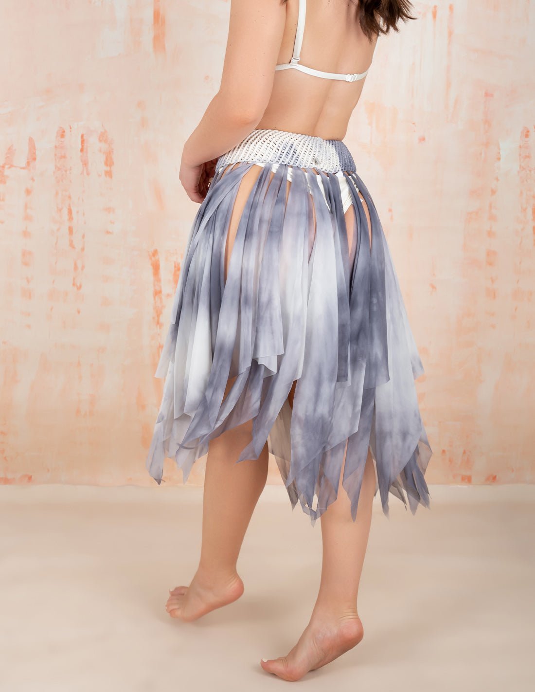 Remnant Short Skirt Spotted Light Gray - Short Skirt - Entreaguas Wearable Art