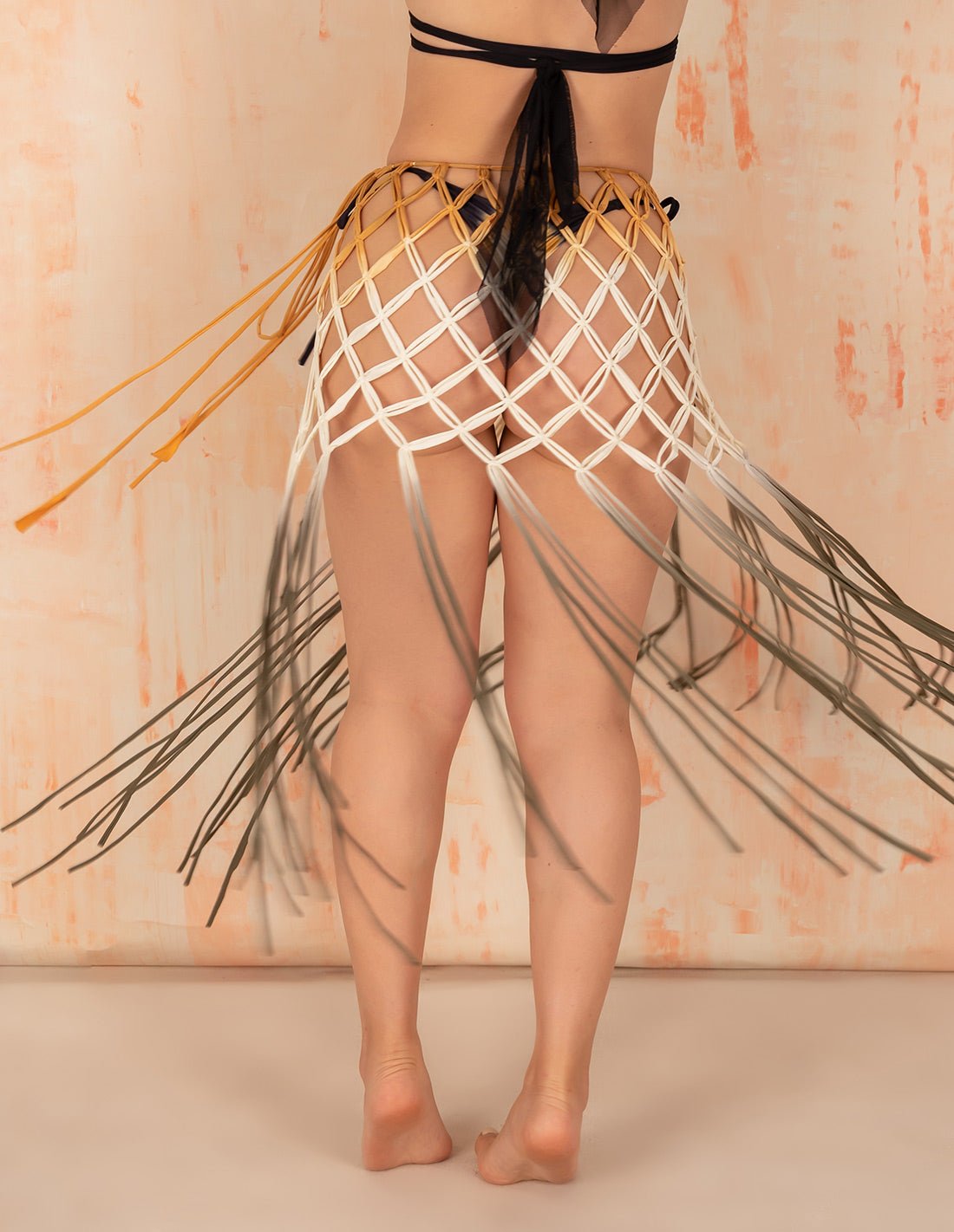 Santorini Beach Wrap Ivory + Yellow + Green - Beach Wrap - Entreaguas Wearable Art