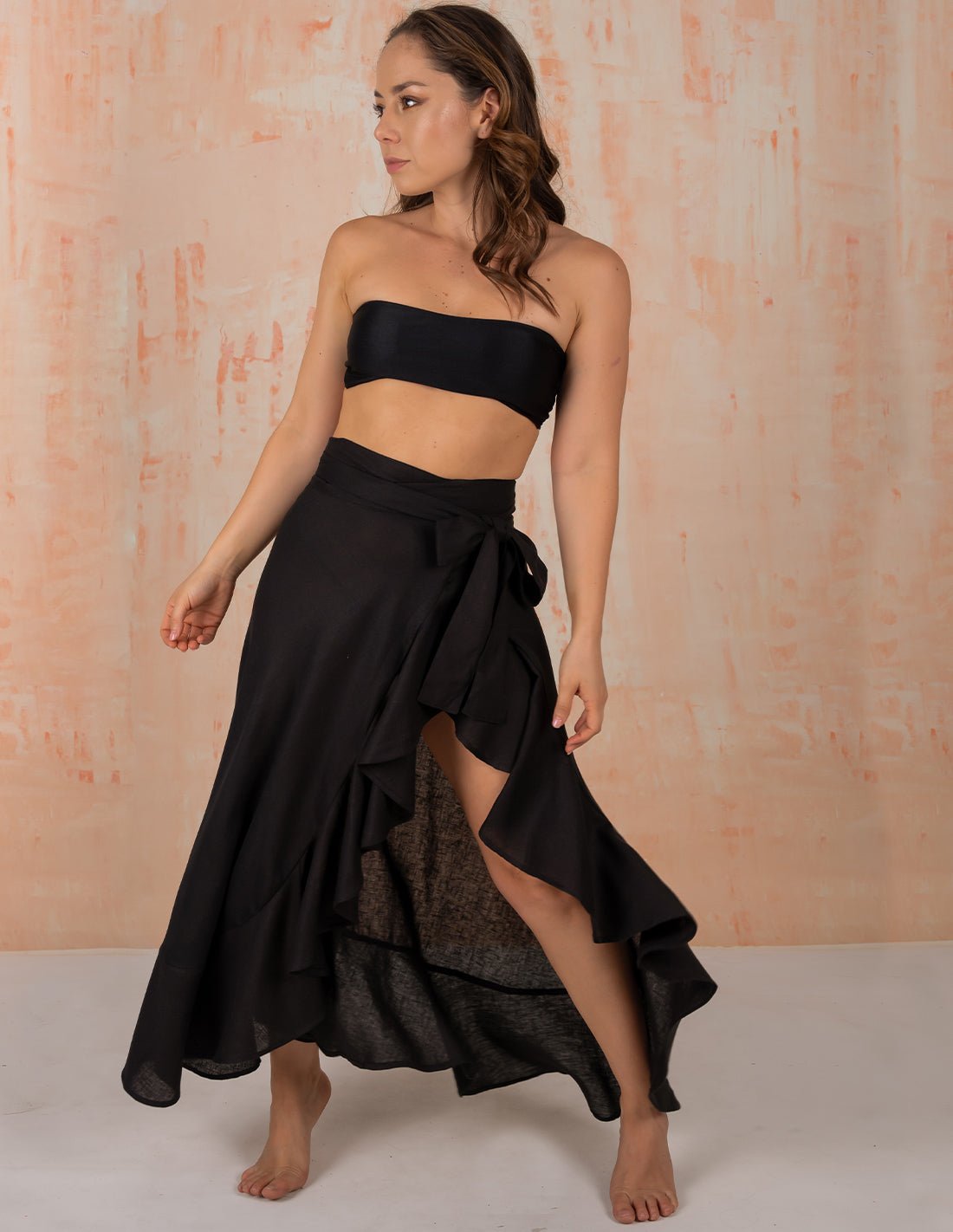 Wave Skirt Black - Skirt - Entreaguas Wearable Art