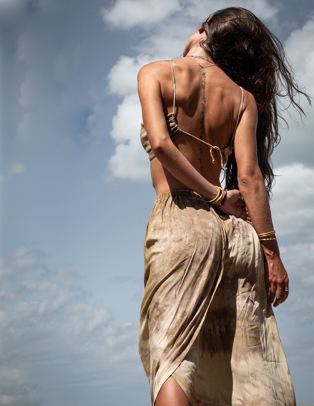 Windy Skirt Spotted Army Green - Skirt - Entreaguas Wearable Art