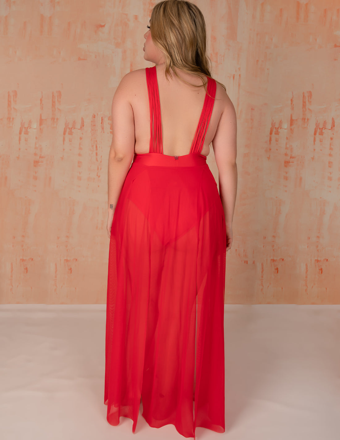 New Coral Dress Tomato. Hand-Dyed Dress In Tomato. Entreaguas