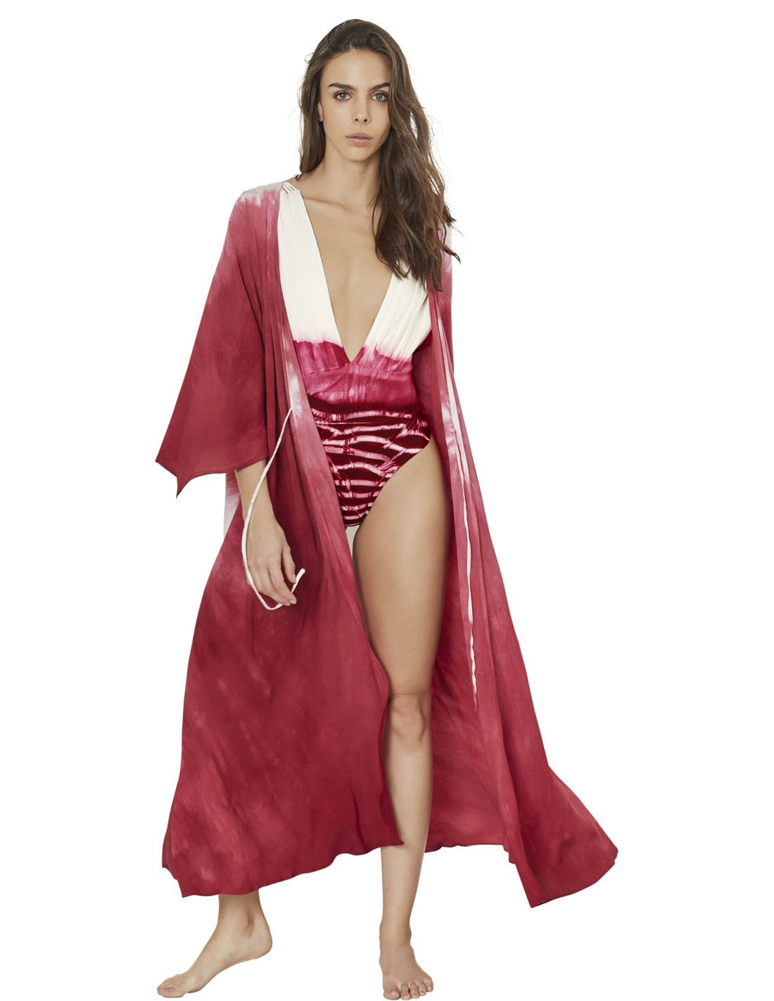 beach kimono in spotted burgundy earth eck012018 3