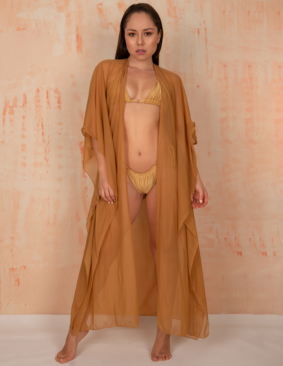 Fly Kimono Golden. Hand-Dyed Beach Kimono In Golden. Entreaguas