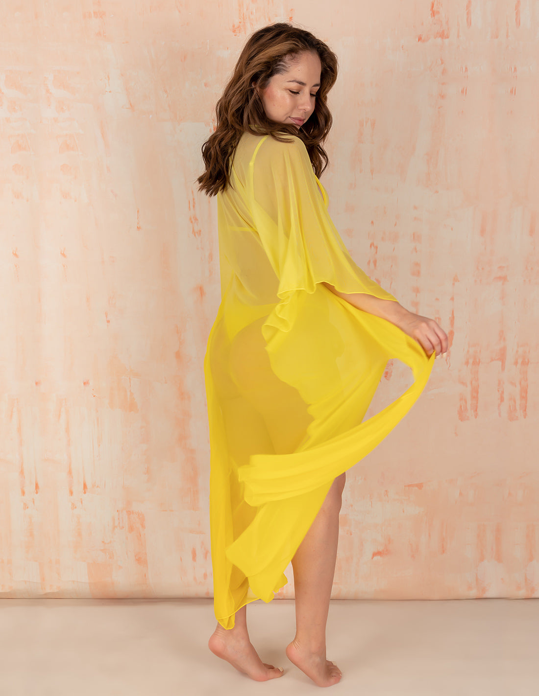 Fly Kimono Gold Yellow. Hand-Dyed Kimono In Gold Yellow. Entreaguas