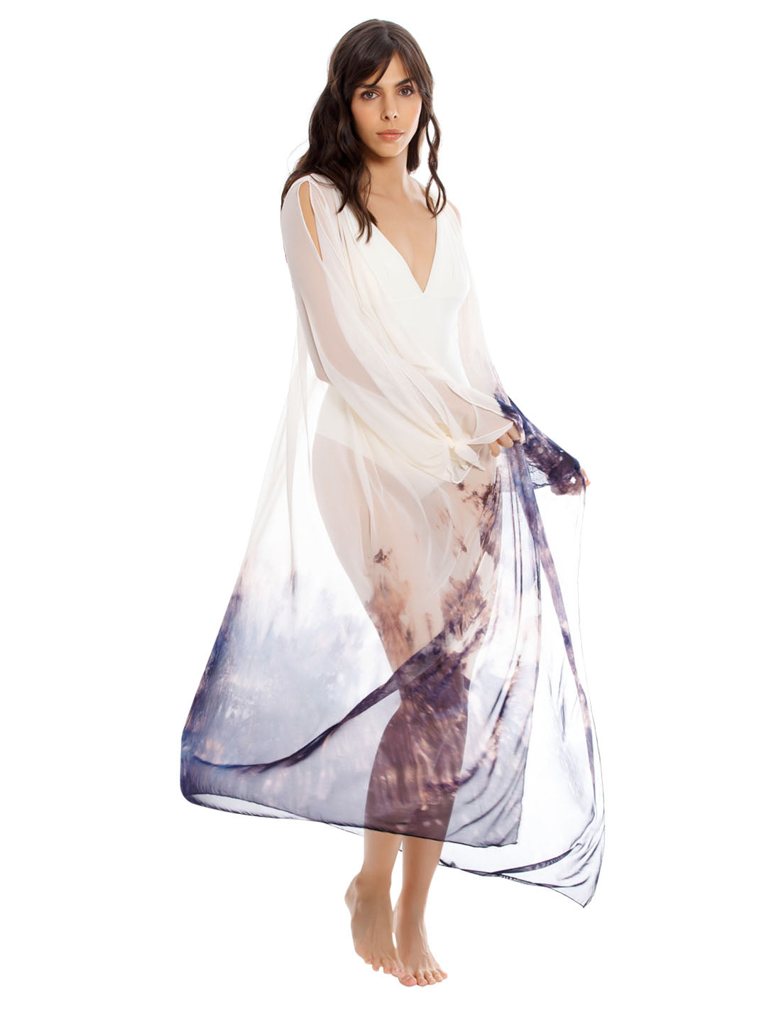 Orquídea Mariposa Kaftan Ivory+Deepblue