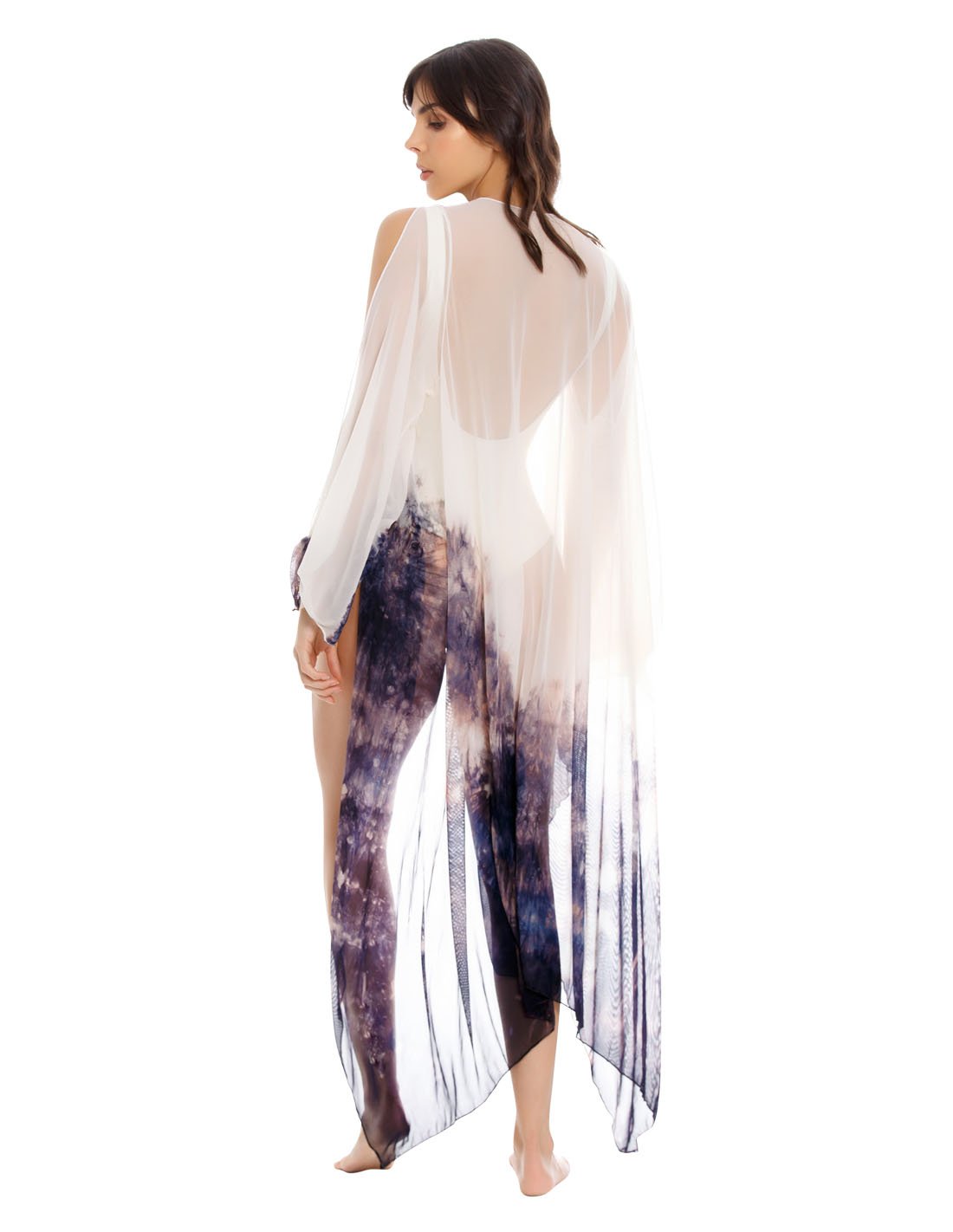 Orquídea Mariposa Kaftan Ivory+Deepblue. Hand-Dyed Beach Kaftan In Ivory+Deepblue. Entreaguas