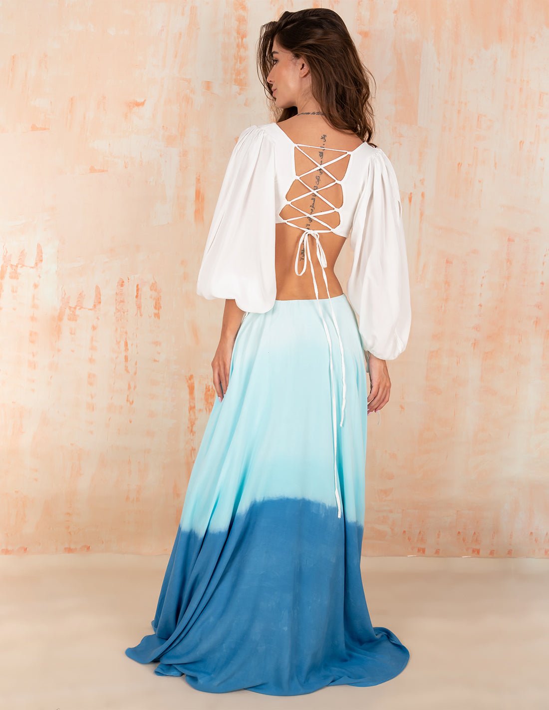 Guajira Dress Turquoise + Oil Cristal + Ivory - Dress - Entreaguas Wearable Art