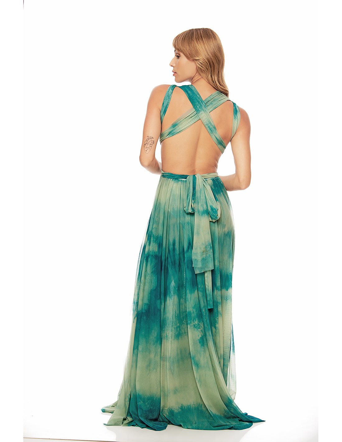 Hydra Dress Aqua Stain - Dress - Entreaguas Wearable Art