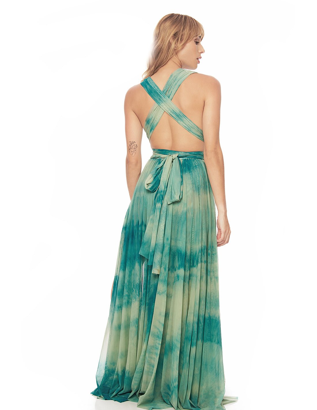 Hydra Dress Aqua Stain - Dress - Entreaguas Wearable Art