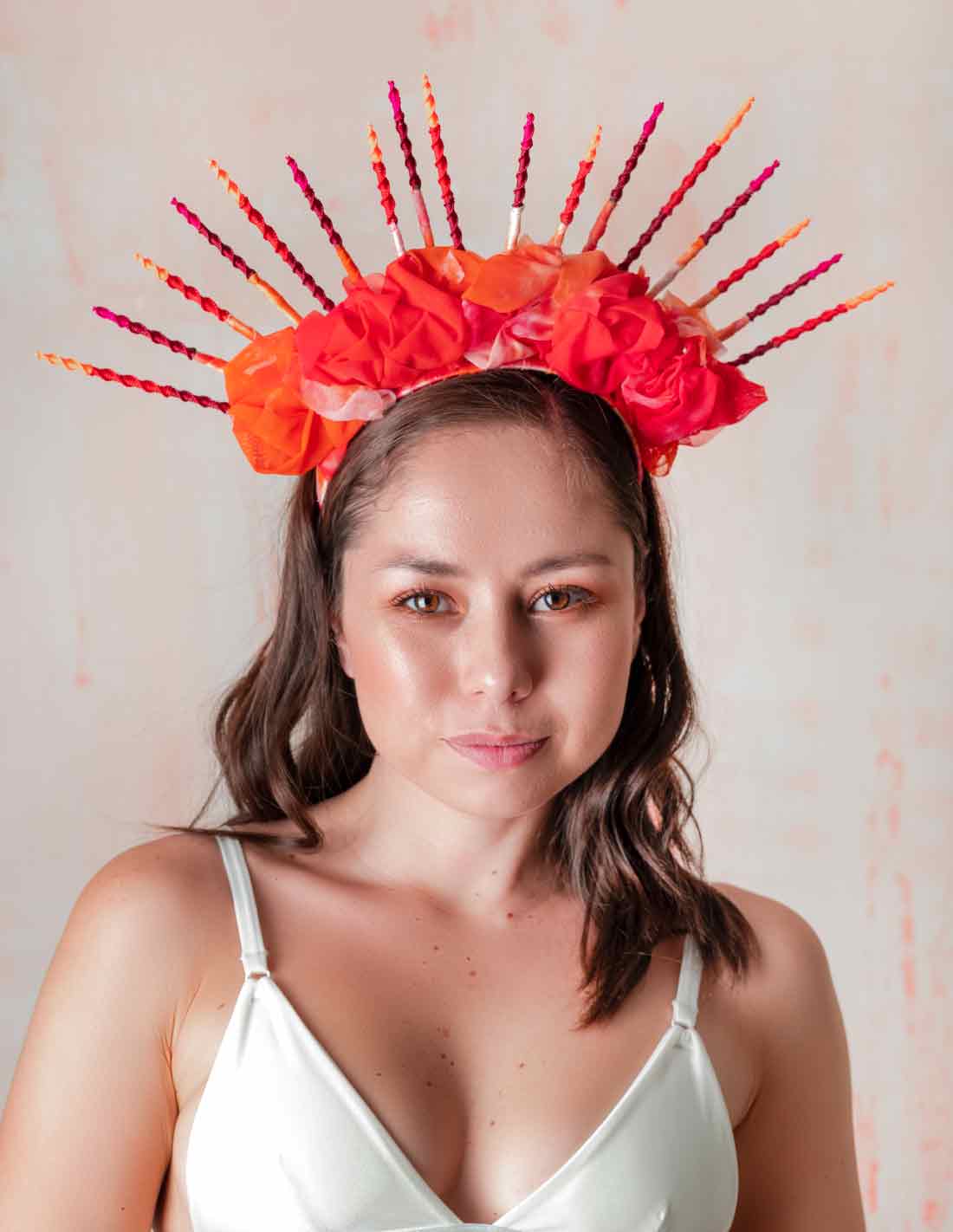 Sirenita Crown Red Orange - Crown - Entreaguas Wearable Art